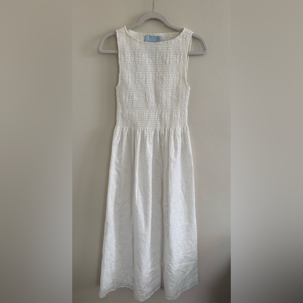 Hill House Home The Women’s Eyelet Cosima Nap Dress, White Eyelid